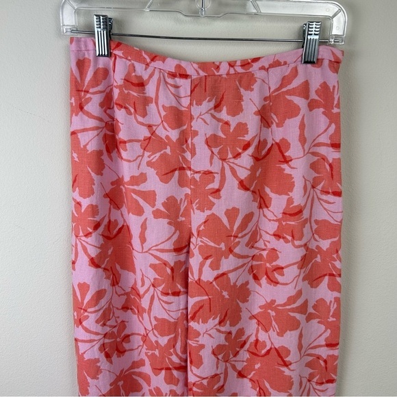 Ann Taylor LOFT cropped linen floral pants in pink size: 4 - Picture 2 of 12
